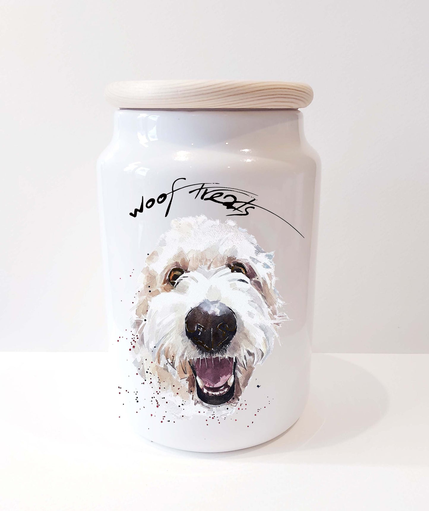 Goldendoodle 2 Ceramic Treats Jar | Dog Treat Canister | Edswatercolours