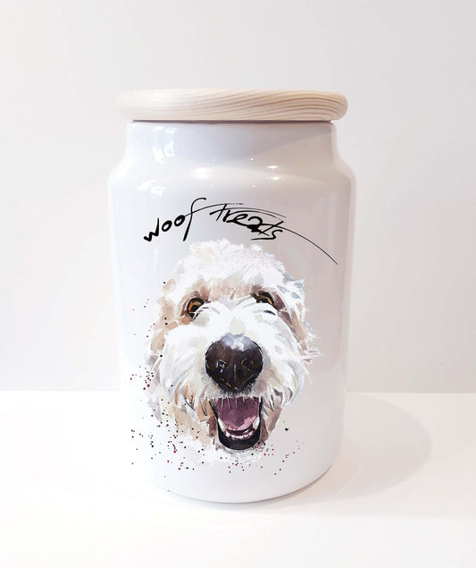 Goldendoodle 2 Ceramic Treats Jar | Dog Treat Canister | Edswatercolours