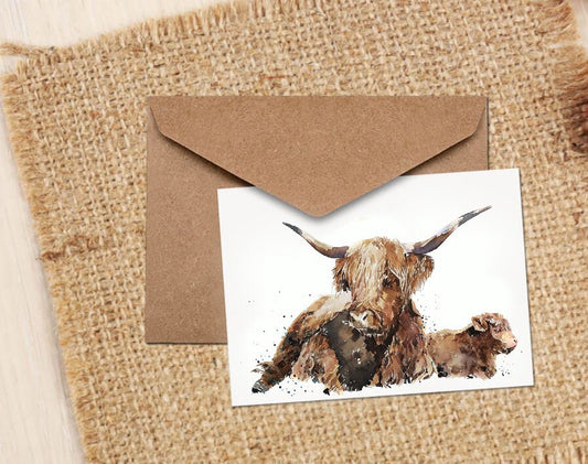 Highland Cow Greeting Card II | Country Lover Gift | Edswatercolours