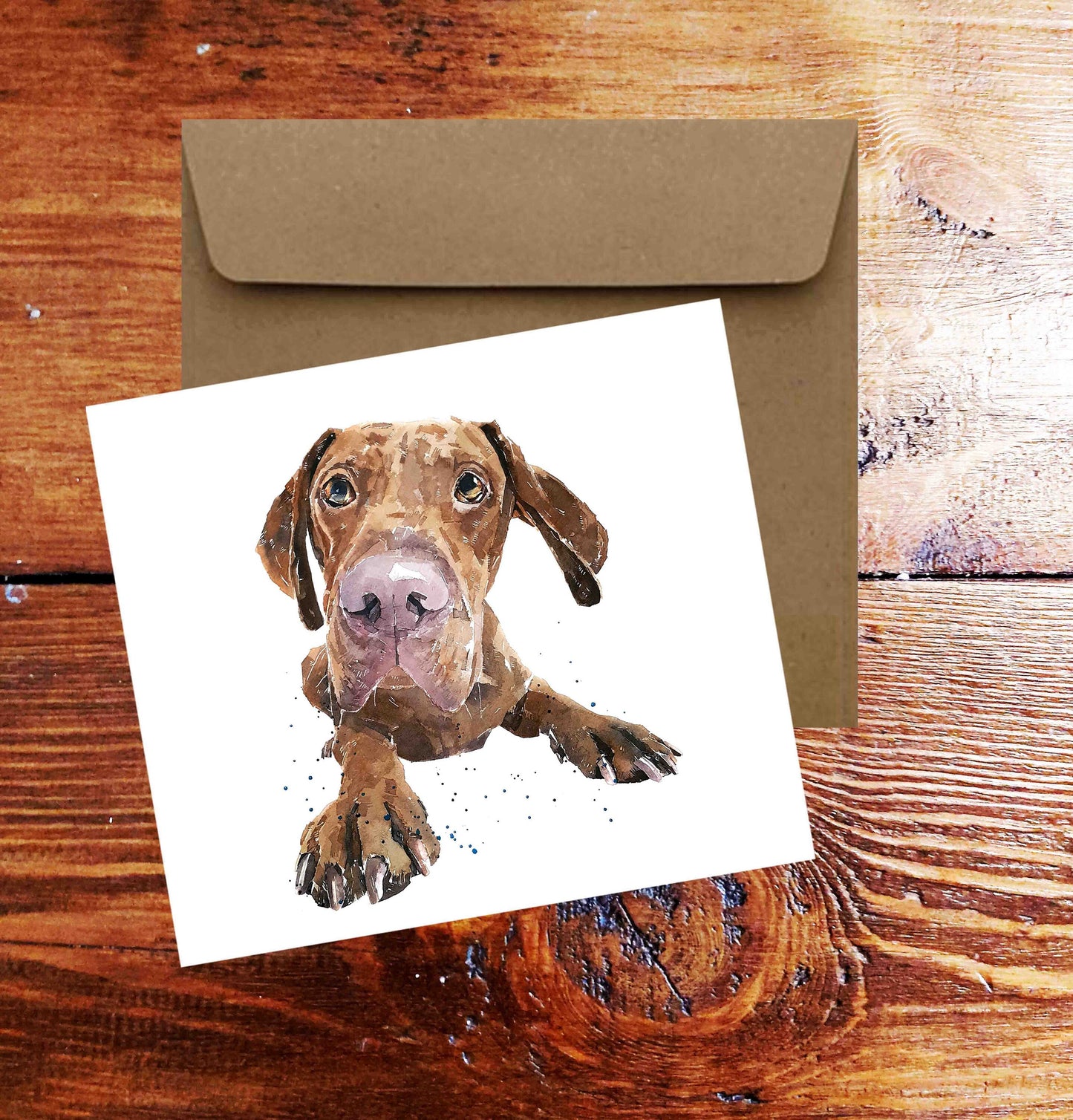 Vizsla Dog Puppy Square Greetings Card – Eddie Kagimu Design