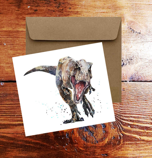 T-Rex Greeting Card | Dinosaur Gift | Edswatercolours