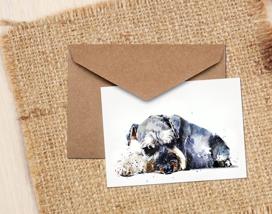 Schnauzer III Greeting Card | Dog Lover Gift | Edswatercolours