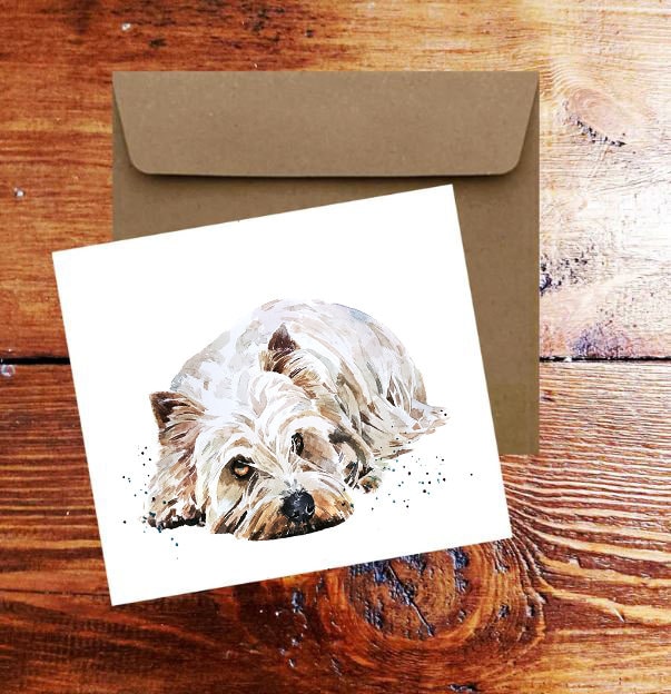 West Highland Terrier Greeting Card | Dog Lover Gift | Edswatercolours