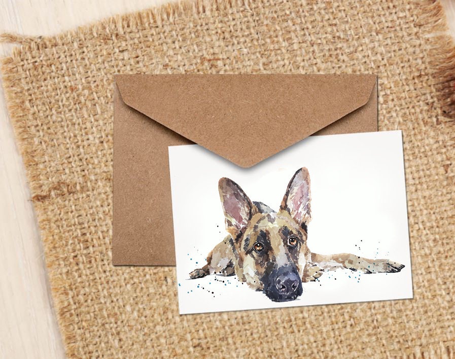 German Shepherd Greeting Card | Dog Lover Gift | Edswatercolours