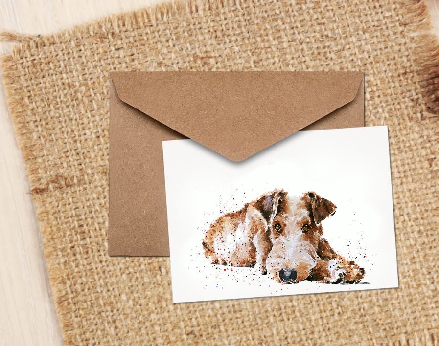 Irish Terrier II Greeting Card | Dog Lover Gift | Edswatercolours