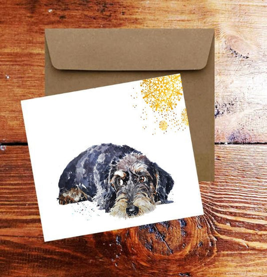 Wirehaired Dachshund Greeting Card | Dog Lover Gift | Edswatercolours