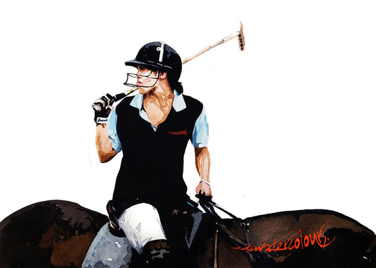 Polo Player IV " Print Watercolour.Polo rider watercolour, polo sport art, polo playing art, polo painting, polo female player,polo wall art
