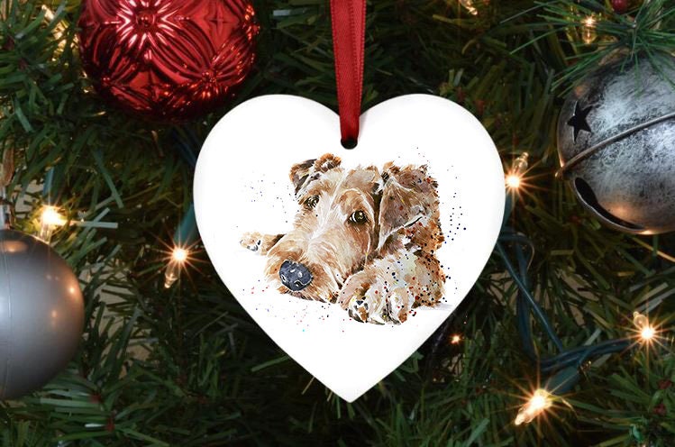 Irish Terrier Heart Christmas Ornament | Dog Lover Gift | Edswatercolours