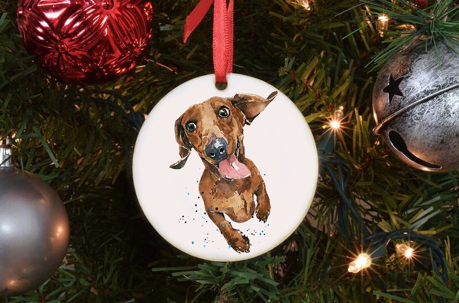 Dachshund Christmas Ornament | Dog Lover Gift | Edswatercolours