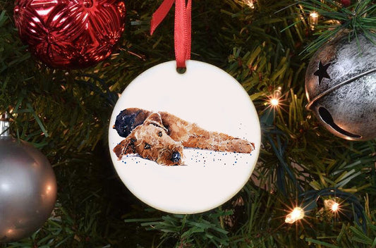 Airedale Terrier V Christmas Ornament | Dog Lover Gift | Edswatercolours