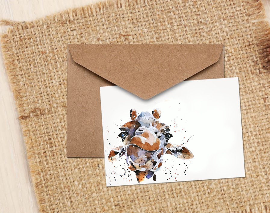 Giraffe Greeting Card | Wildlife Gift | Edswatercolours