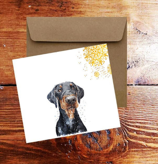 Doberman Christmas Card | Dog Lover Gift | Edswatercolours