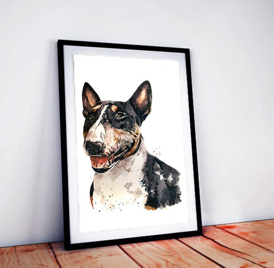 Tri Colour English Bull Terrier  - Watercolour Print.Bull Terrier art,Bull Terrier print,Bull Terrier watercolour,Bull Terrier wall art