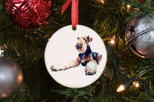 Airedale Terrier III Christmas Ornament | Dog Lover Gift | Edswatercolours