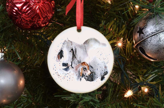 Brahman Cattle II Christmas Ornament | Country Animal Gift | Edswatercolours