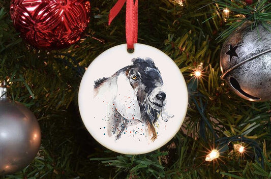 Nubian Goat IV Christmas Ornament | Country Animal Gift | Edswatercolours