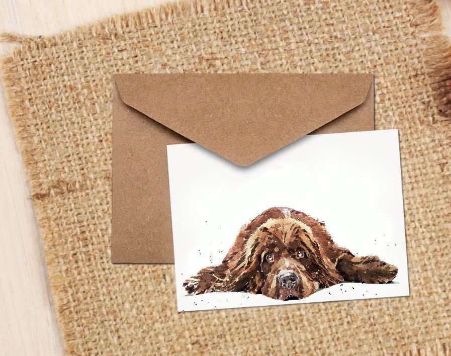 Newfoundland Dog III Greeting Card | Dog Lover Gift | Edswatercolours