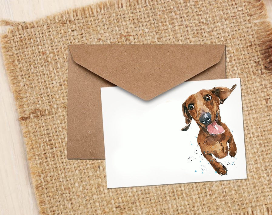 Flying Dachshund Greeting Card | Dog Lover Gift | Edswatercolours