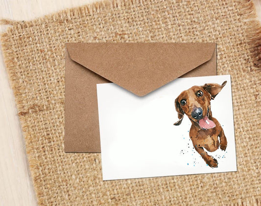 Flying Dachshund Greeting Card | Dog Lover Gift | Edswatercolours