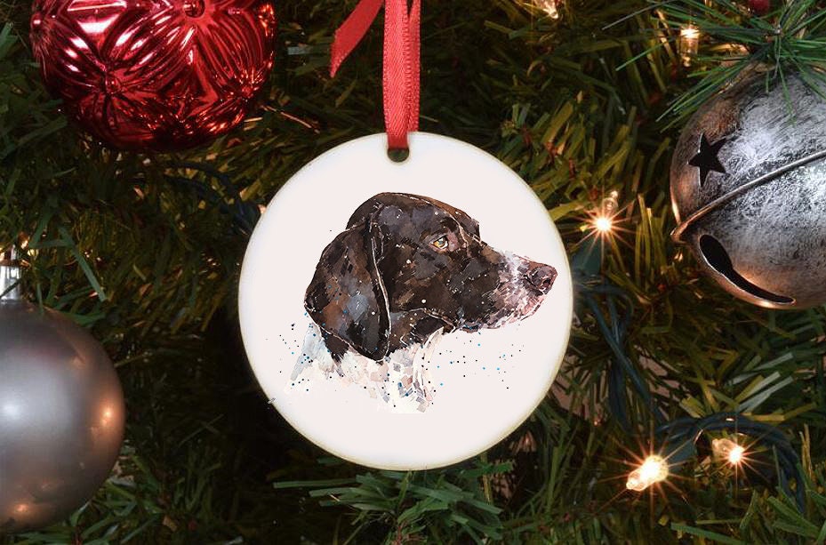 German Shorthaired Pointer Heart Christmas Ornament | Dog Lover Gift | Edswatercolours
