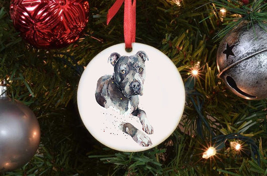 Staffordshire Bull Terrier II Christmas Ornament | Dog Lover Gift | Edswatercolours