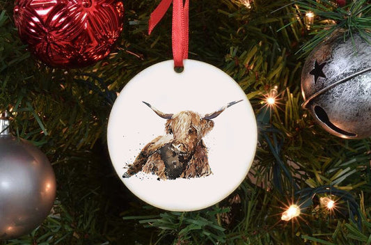 Highland Cow I Christmas Ornament | Country Animal Gift | Edswatercolours