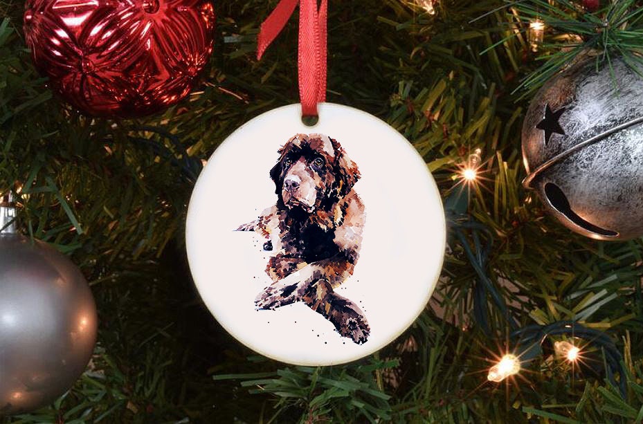 Newfoundland Dog II Christmas Ornament | Dog Lover Gift | Edswatercolours