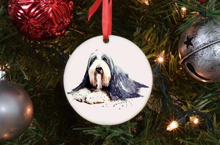 Bearded Collie Christmas Ornament | Dog Lover Gift | Edswatercolours