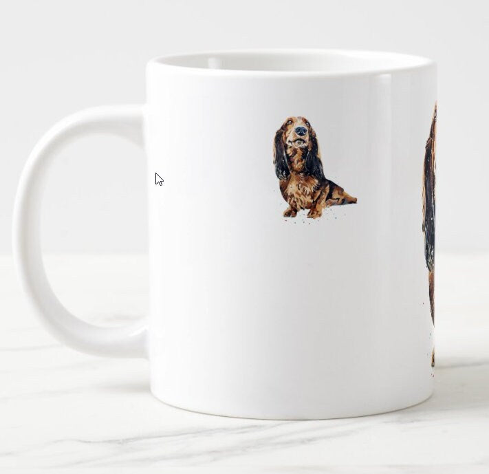 Long Haired Dachshund Ceramic Mug 15oz | Dog Lover Gift | Edswatercolours