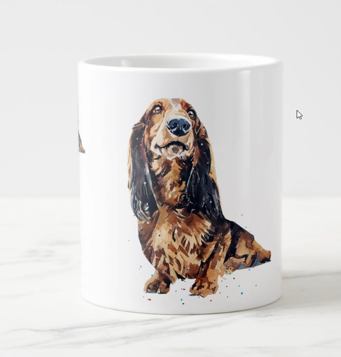 Long Haired Dachshund Ceramic Mug 15oz | Dog Lover Gift | Edswatercolours