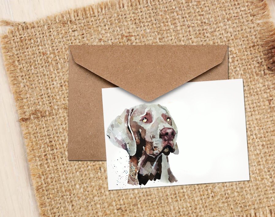 Eddie Kagimu Weimaraner Art Card, Dog Greetings Card (4x6 Blank)
