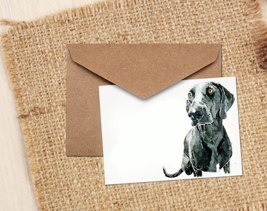 Weimaraner Art Card, Dog Breed Greetings Card (4x6 Blank)