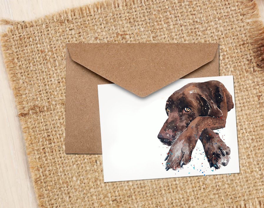 Chocolate Labrador Greeting Card | Dog Lover Gift | Edswatercolours