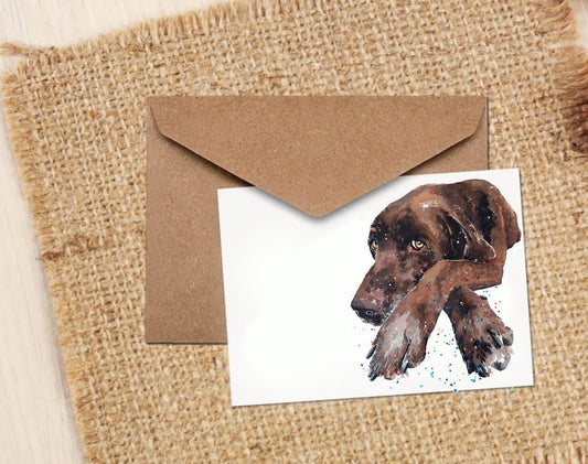 Chocolate Labrador Greeting Card | Dog Lover Gift | Edswatercolours