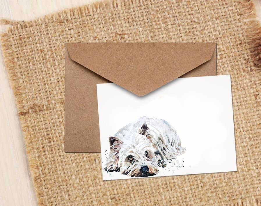 West Highland Terrier Greeting Card | Dog Lover Gift | Edswatercolours