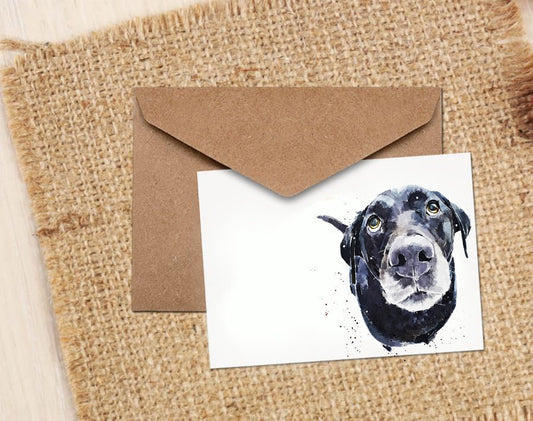 Black Labrador Watercolour Art Note/Greeting Card - Black Labrador Greeting card,Black Labrador Note card,Black Labrador watercolor Card