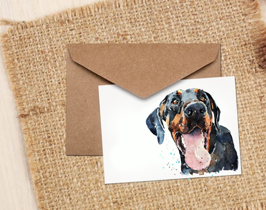 Doberman Smile Greeting/Note Card.Doberman  card,Doberman  note card, Doberman greeting card,Doberman Dog greeting card