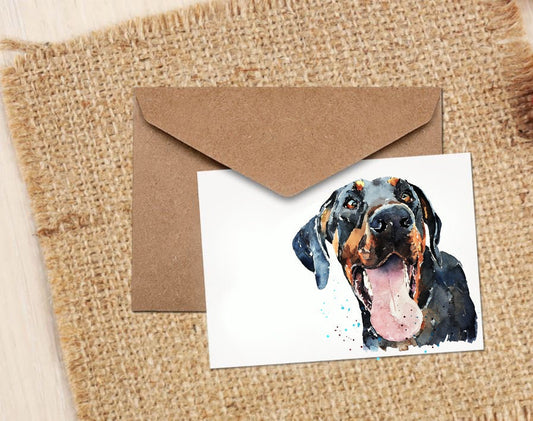 Doberman Smile Greeting/Note Card.Doberman  card,Doberman  note card, Doberman greeting card,Doberman Dog greeting card
