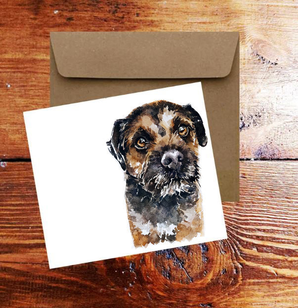 Border Terrier Greeting Card | Dog Lover Gift | Edswatercolours