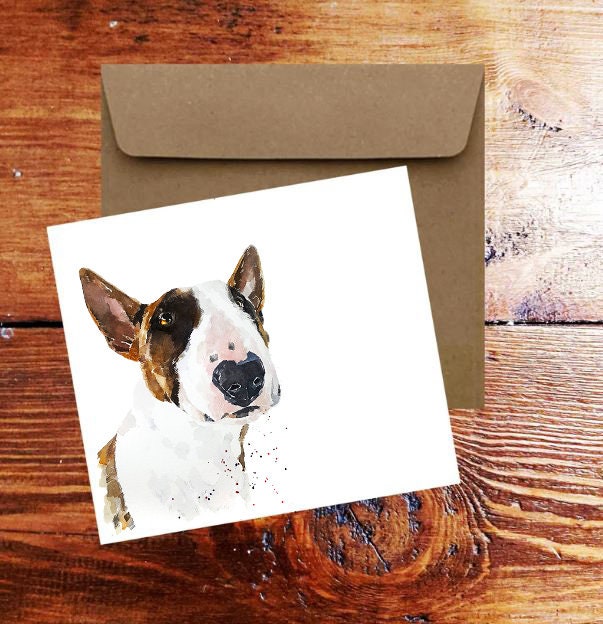 Bull Terrier Greeting Card | Dog Lover Gift | Edswatercolours