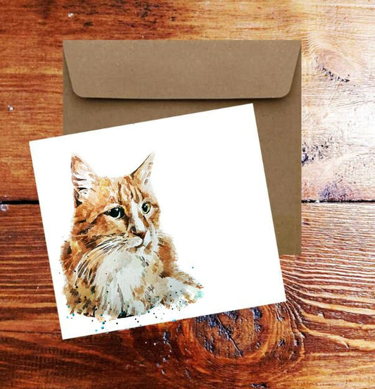 Long haired Ginger Cat Greeting Card . Ginger Cat card,Ginger Cat Greeting card,Long haired Ginger Cat greeting card, Ginger Cat note Card