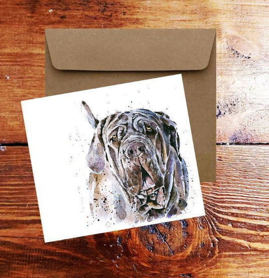 Neapolitan Mastiff Greeting Card | Dog Lover Gift | Edswatercolours