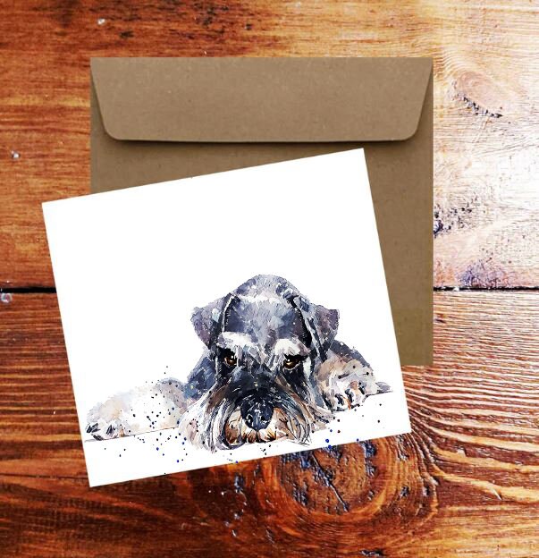Schnauzer Greeting Card | Dog Lover Gift | Edswatercolours