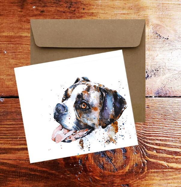 German Boxer Greeting Card | Dog Lover Gift | Edswatercolours