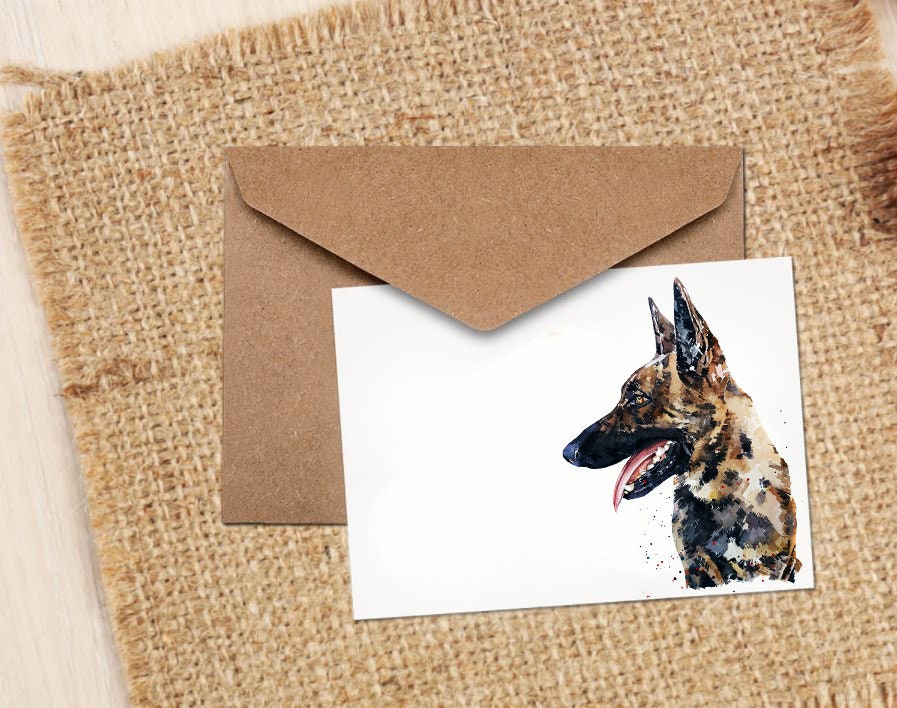 Belgian Malinois II Greeting Card | Dog Lover Gift | Edswatercolours