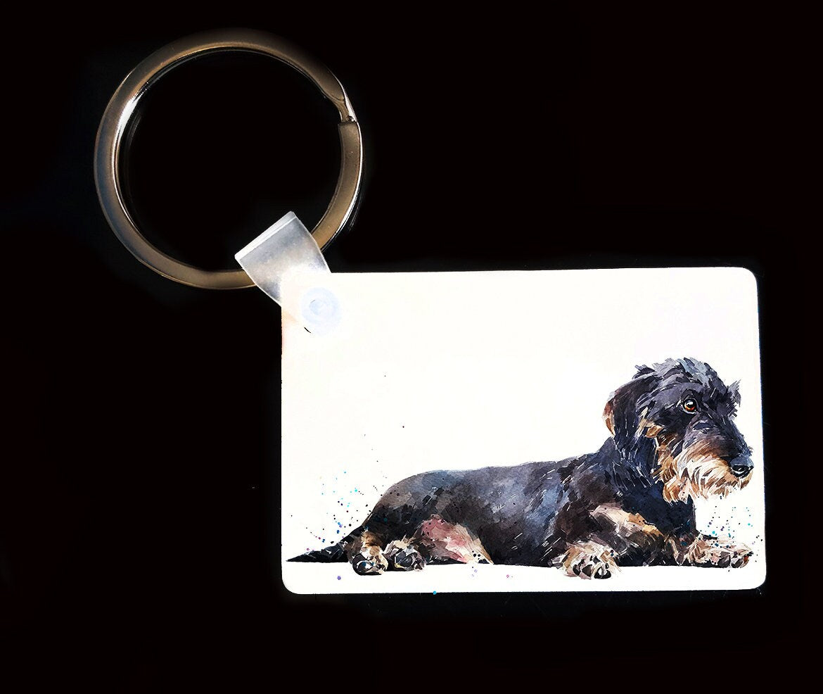 Wirehaired Dachshund Keyring | Dog Gift | Multiple Designs | EdsWatercolours