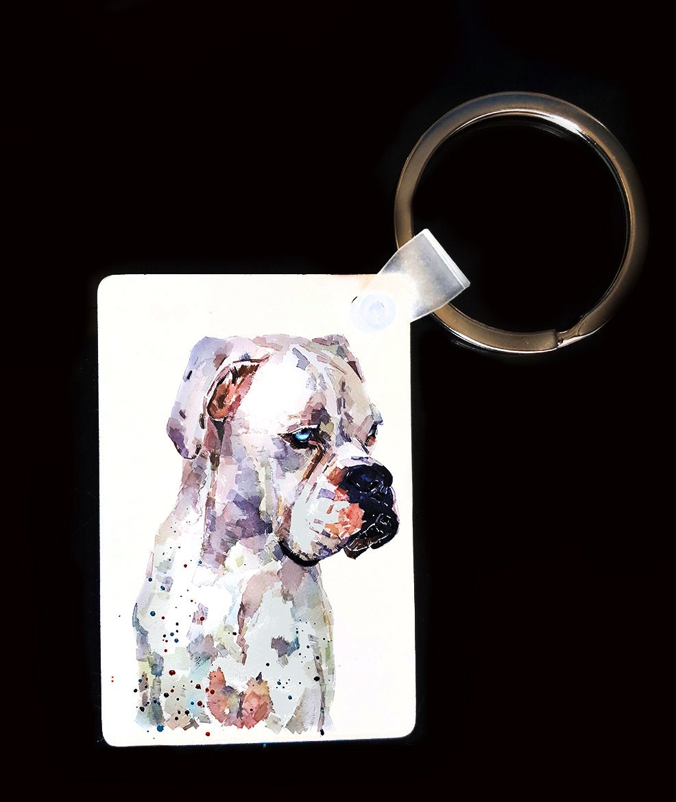 German Boxer Keyring | Dog Gift | Multiple Designs | EdsWatercolours