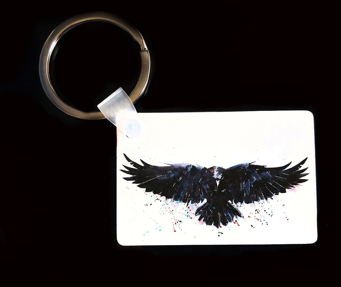 Raven Keyring | Bird Gift | EdsWatercolours