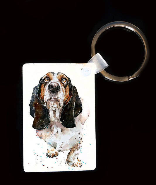 Basset Hound Keyring | Dog Gift | Multiple Designs | EdsWatercolours