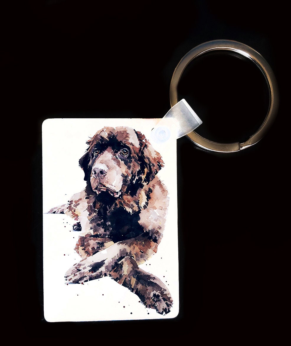 Newfoundland Dog Keyring | Dog Gift | Multiple Designs | EdsWatercolours